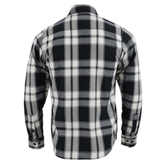 Milwaukee Leather MNG11644 Men's Flannel Plaid Black and White Long Sleeve Cotton Button Down Shirt