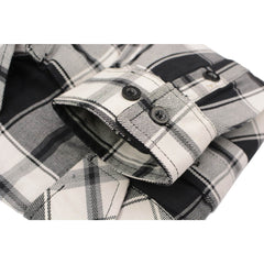 Milwaukee Leather MNG11644 Men's Flannel Plaid Black and White Long Sleeve Cotton Button Down Shirt