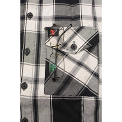 Milwaukee Leather MNG11644 Men's Flannel Plaid Black and White Long Sleeve Cotton Button Down Shirt