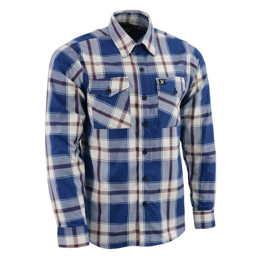 Milwaukee Leather MNG11645 Men's Flannel Plaid Shirt Blue White and Maroon Long Sleeve Cotton Button Down Shirt