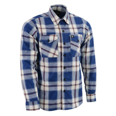 Milwaukee Leather MNG11645 Men's Flannel Plaid Shirt Blue White and Maroon Long Sleeve Cotton Button Down Shirt