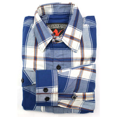 Milwaukee Leather MNG11645 Men's Flannel Plaid Shirt Blue White and Maroon Long Sleeve Cotton Button Down Shirt