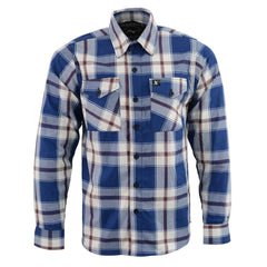 Milwaukee Leather MNG11645 Men's Flannel Plaid Shirt Blue White and Maroon Long Sleeve Cotton Button Down Shirt