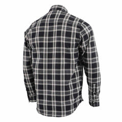 Milwaukee Leather MNG11646 Men's Flannel Plaid Shirt Black and White Long Sleeve Cotton Button Down Shirt