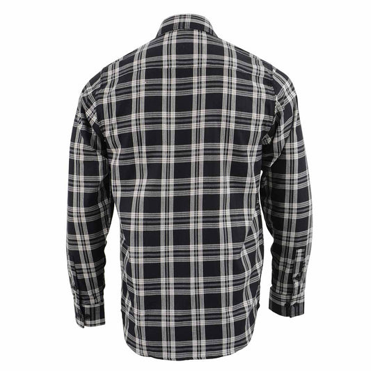 Milwaukee Leather MNG11646 Men's Flannel Plaid Shirt Black and White Long Sleeve Cotton Button Down Shirt