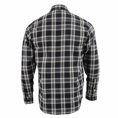 Milwaukee Leather MNG11646 Men's Flannel Plaid Shirt Black and White Long Sleeve Cotton Button Down Shirt