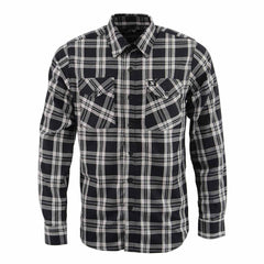 Milwaukee Leather MNG11646 Men's Flannel Plaid Shirt Black and White Long Sleeve Cotton Button Down Shirt