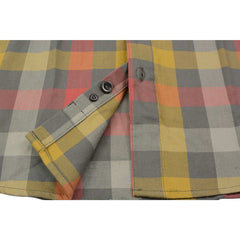 Milwaukee Leather MNG11661 Men's Gray and Red with Yellow Long Sleeve Cotton Flannel Shirt