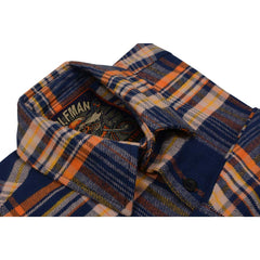 Milwaukee Leather MNG11700 Men's 'The Wolfman' Blue/Orange Long Sleeve Heavy-Duty Cotton Flannel Shirt