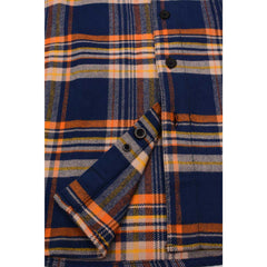 Milwaukee Leather MNG11700 Men's 'The Wolfman' Blue/Orange Long Sleeve Heavy-Duty Cotton Flannel Shirt