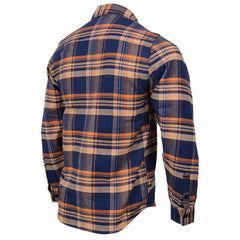 Milwaukee Leather MNG11700 Men's 'The Wolfman' Blue/Orange Long Sleeve Heavy-Duty Cotton Flannel Shirt