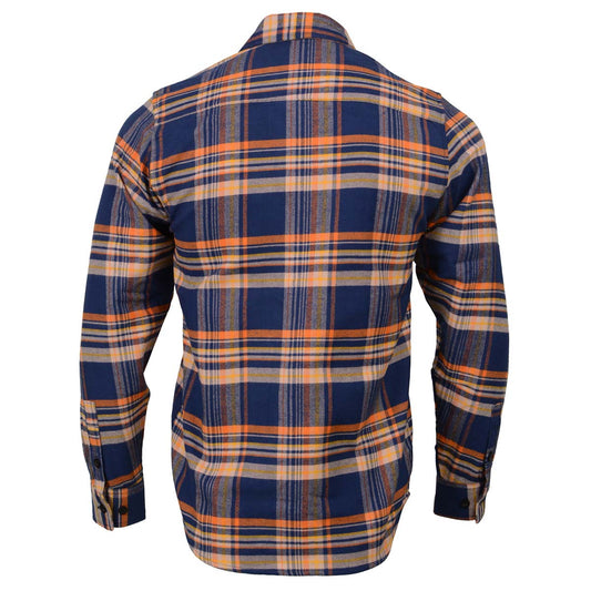 Milwaukee Leather MNG11700 Men's 'The Wolfman' Blue/Orange Long Sleeve Heavy-Duty Cotton Flannel Shirt