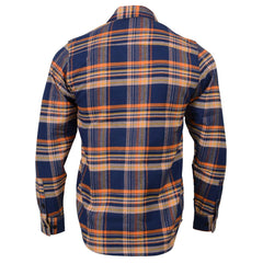 Milwaukee Leather MNG11700 Men's 'The Wolfman' Blue/Orange Long Sleeve Heavy-Duty Cotton Flannel Shirt