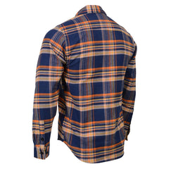 Milwaukee Leather MNG11700 Men's 'The Wolfman' Blue/Orange Long Sleeve Heavy-Duty Cotton Flannel Shirt