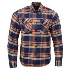 Milwaukee Leather MNG11700 Men's 'The Wolfman' Blue/Orange Long Sleeve Heavy-Duty Cotton Flannel Shirt