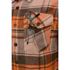 Milwaukee Leather MNG11701 Men's 'Wild One' Brown/Orange Long Sleeve Heavy Duty-Cotton Flannel Shirt