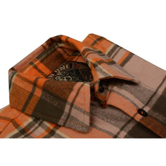 Milwaukee Leather MNG11701 Men's 'Wild One' Brown/Orange Long Sleeve Heavy Duty-Cotton Flannel Shirt
