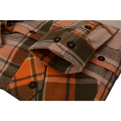 Milwaukee Leather MNG11701 Men's 'Wild One' Brown/Orange Long Sleeve Heavy Duty-Cotton Flannel Shirt