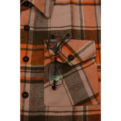 Milwaukee Leather MNG11701 Men's 'Wild One' Brown/Orange Long Sleeve Heavy Duty-Cotton Flannel Shirt