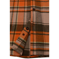 Milwaukee Leather MNG11701 Men's 'Wild One' Brown/Orange Long Sleeve Heavy Duty-Cotton Flannel Shirt