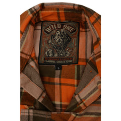 Milwaukee Leather MNG11701 Men's 'Wild One' Brown/Orange Long Sleeve Heavy Duty-Cotton Flannel Shirt
