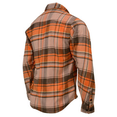 Milwaukee Leather MNG11701 Men's 'Wild One' Brown/Orange Long Sleeve Heavy Duty-Cotton Flannel Shirt