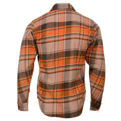 Milwaukee Leather MNG11701 Men's 'Wild One' Brown/Orange Long Sleeve Heavy Duty-Cotton Flannel Shirt