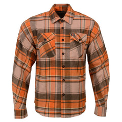 Milwaukee Leather MNG11701 Men's 'Wild One' Brown/Orange Long Sleeve Heavy Duty-Cotton Flannel Shirt