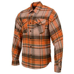 Milwaukee Leather MNG11701 Men's 'Wild One' Brown/Orange Long Sleeve Heavy Duty-Cotton Flannel Shirt