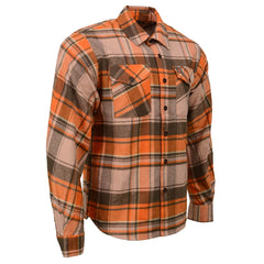 Milwaukee Leather MNG11701 Men's 'Wild One' Brown/Orange Long Sleeve Heavy Duty-Cotton Flannel Shirt