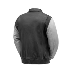 FIM221CMB-BLKWH-Moto Bomber Two Tone - Men's Leather Jacket