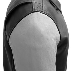 FIM221CMB-BLKWH-Moto Bomber Two Tone - Men's Leather Jacket