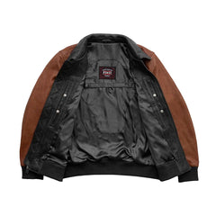 FIM221CMB-BLKCOG-Moto Bomber Two Tone - Men's Leather Jacket