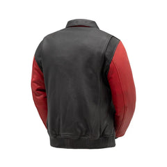 FIM221CMB-BLKRD-Moto Bomber Two Tone - Men's Leather Jacket