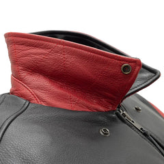 FIM221CMB-BLKRD-Moto Bomber Two Tone - Men's Leather Jacket