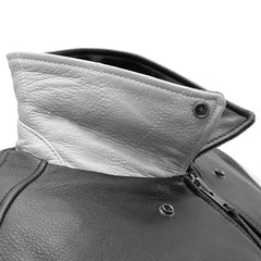 FIM221CMB-BLKWH-Moto Bomber Two Tone - Men's Leather Jacket