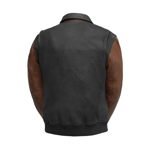 FIM221CMB-BLKCOG-Moto Bomber Two Tone - Men's Leather Jacket