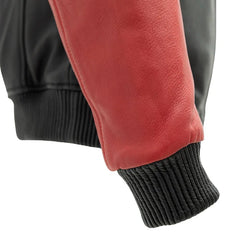 FIM221CMB-BLKRD-Moto Bomber Two Tone - Men's Leather Jacket
