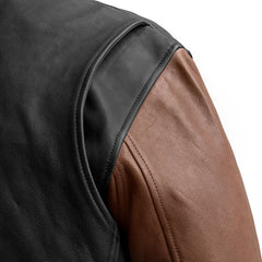 FIM221CMB-BLKCOG-Moto Bomber Two Tone - Men's Leather Jacket