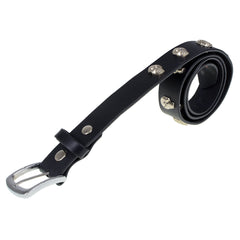 Milwaukee Leather MP7102 Men's Black Leather Belt with Skull Heads and Interchangeable Buckle