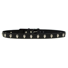 Milwaukee Leather MP7102 Men's Black Leather Belt with Skull Heads and Interchangeable Buckle