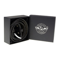 Milwaukee Leather MP7103 Men's Black Studs and Skulls Genuine Leather Belt with Buckle - 1.5 inches Wide
