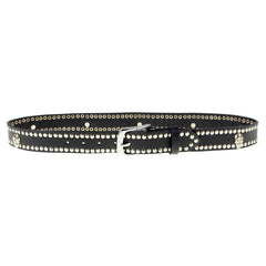 Milwaukee Leather MP7103 Men's Black Studs and Skulls Genuine Leather Belt with Buckle - 1.5 inches Wide