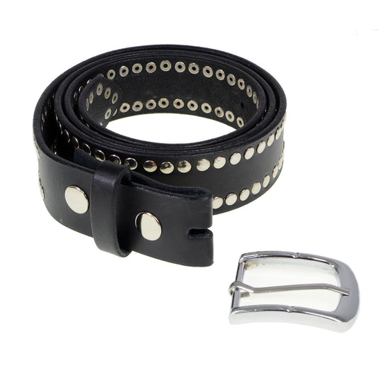 Milwaukee Leather MP7104 Men's Studded Black Leather Belt with Interchangeable Buckle