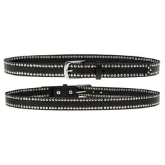 Milwaukee Leather MP7104 Men's Studded Black Genuine Leather Belt for Biker with Buckle - 1.5 inches Wide
