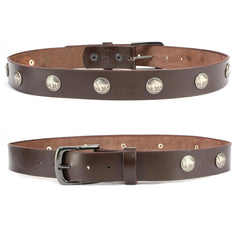 Milwaukee Leather MP7107 Men's 5 Cent Buffalo Coin - Brown Leather Belt w/ Interchangeable Buckle - 1.5 inches Wide