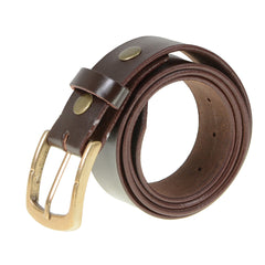Milwaukee Leather MP7115 Men's Classic Brown Leather Belt with Brass Buckle