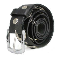 Milwaukee Leather MP7120 Men's Chrome Conchos - Black Leather Belt with Interchangeable Buckle - 1.5 inches Wide