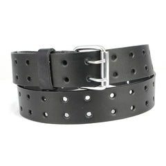 Milwaukee Leather MP7121 Men's Double Prong - Black Genuine Leather Belt w/ Interchangeable Buckle - 1.5 inches Wide
