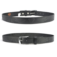 Milwaukee Leather MP7122 Men's Engine Block & Wings - Black Leather Belt w/ Interchangeable Buckle - 1.5 inches Wide